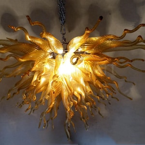 Bernstein Gold Murano Glas Kronleuchter: Mundgeblasene Kunst Beleuchtung ( 120 cm )