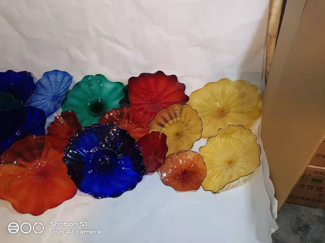 12pcs Murano Glass Flowers for Wall Decoration Glass Plates Etsy