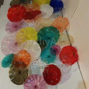 12pcs murano glass flowers for wall decoration art