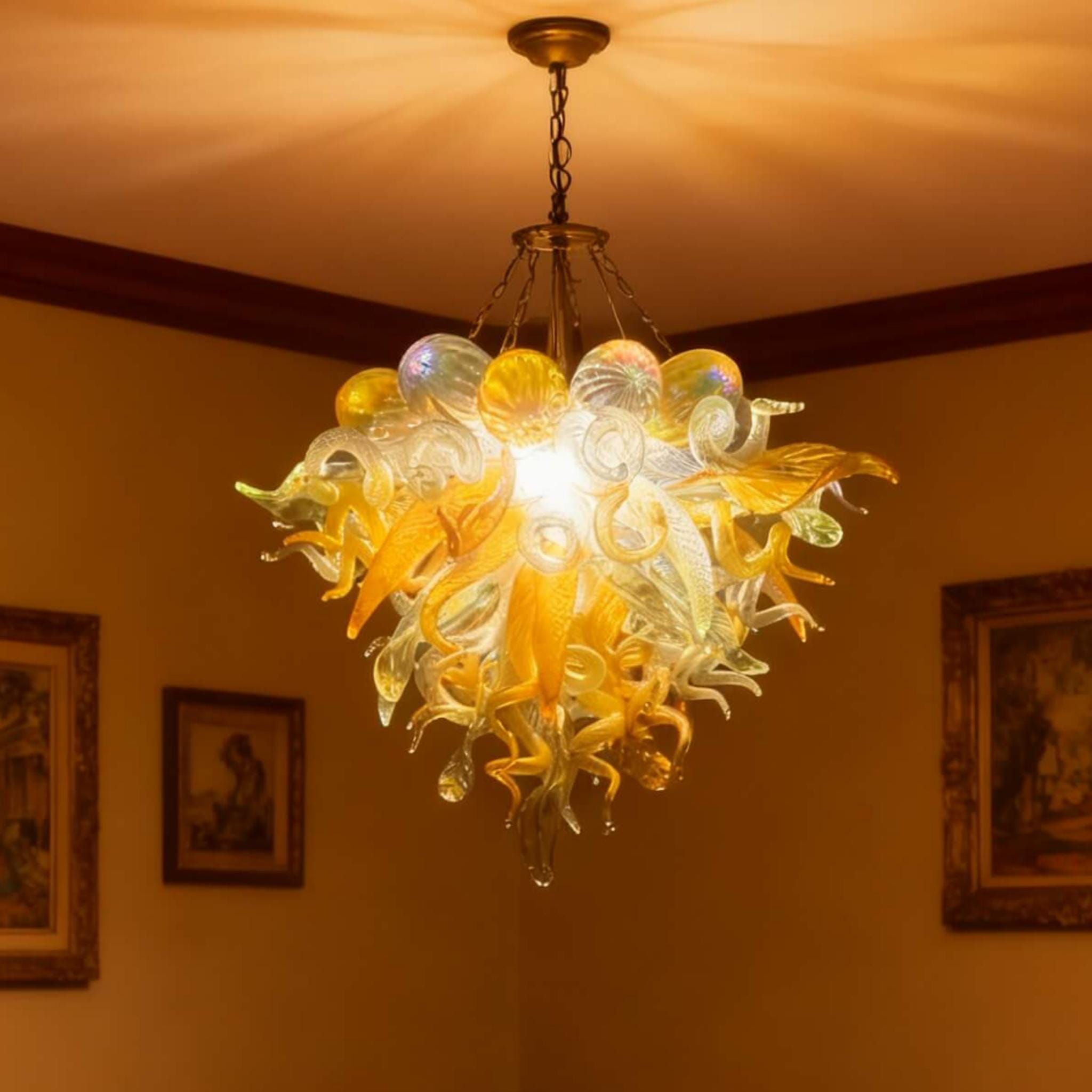 シャンデリア 　フラワー柄　ガラス製 シャンデリア フラワー柄 ガラス製 【公式通販】