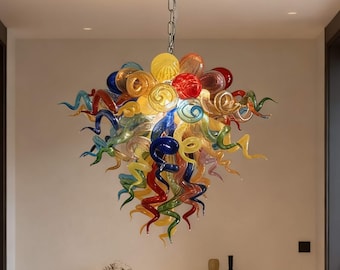 Multicolor hand made DIY blown glass chandelier dining room decoration lamp