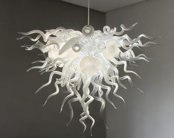 Modern Design Glass Chandelier White Mix Clear Color Fashion Simple Style