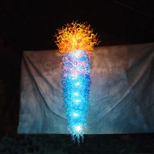 300 cm Luxus mundgeblasene Kunst Glas multicolor Kronleuchter Hotel Dekoration Lichtkunst