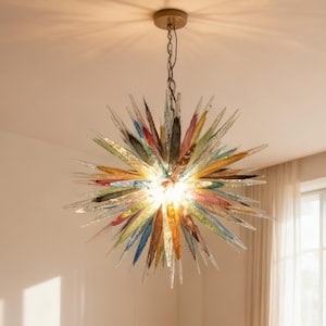 Blown glass icicle chandelier dining room decoration colorful ligthing