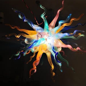 Mundgeblasenes Glas Kronleuchter: Bunte Murano Stil Kunst, 60 cm DIY Lampe