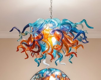 Lámpara de araña de cristal soplado para pasillo, decoración hecha a mano, diseño personalizado