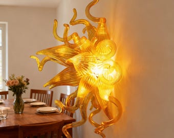 Amber Color Glass Wall Sconce Decoration Custom Design