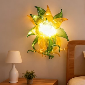 Hand Made Glass Scone Green And Amber color Wall Lighting Custom Design