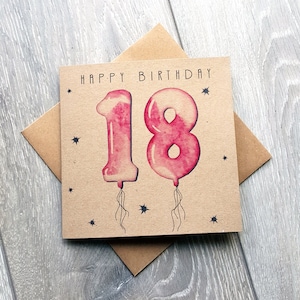 18. Geburtstagskarte mit rosafarbenen Zahlenballons. Niedliche Geburtstagskarten, ideal für 18-jährige Tochter, Nichte, Enkelin, Schwester, Freund UK