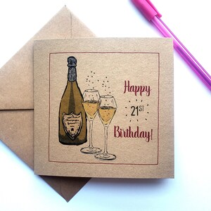 "Happy 21st Birthday Card mit Champagne, im Alter von 21 Jahre." Alles Gute zum Geburtstagkarten für beste Freundin, Schwester, Tochter, Nichte UK recycelt