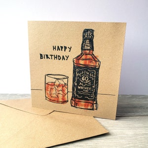 60e carte de joyeux anniversaire Tennessee Whiskey, âgée de 60 ans. Cartes d'étape idéales pour un ami, un frère, un collègue, un mari. Carré recyclé