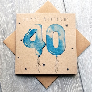 40. Geburtstagskarte mit Luftballons, einfache und einzigartige alles Gute zum Geburtstagkarte im Alter von 40 Jahren. Ideal für männliche Freunde, Nachbar, Papa, Onkel, Kollege