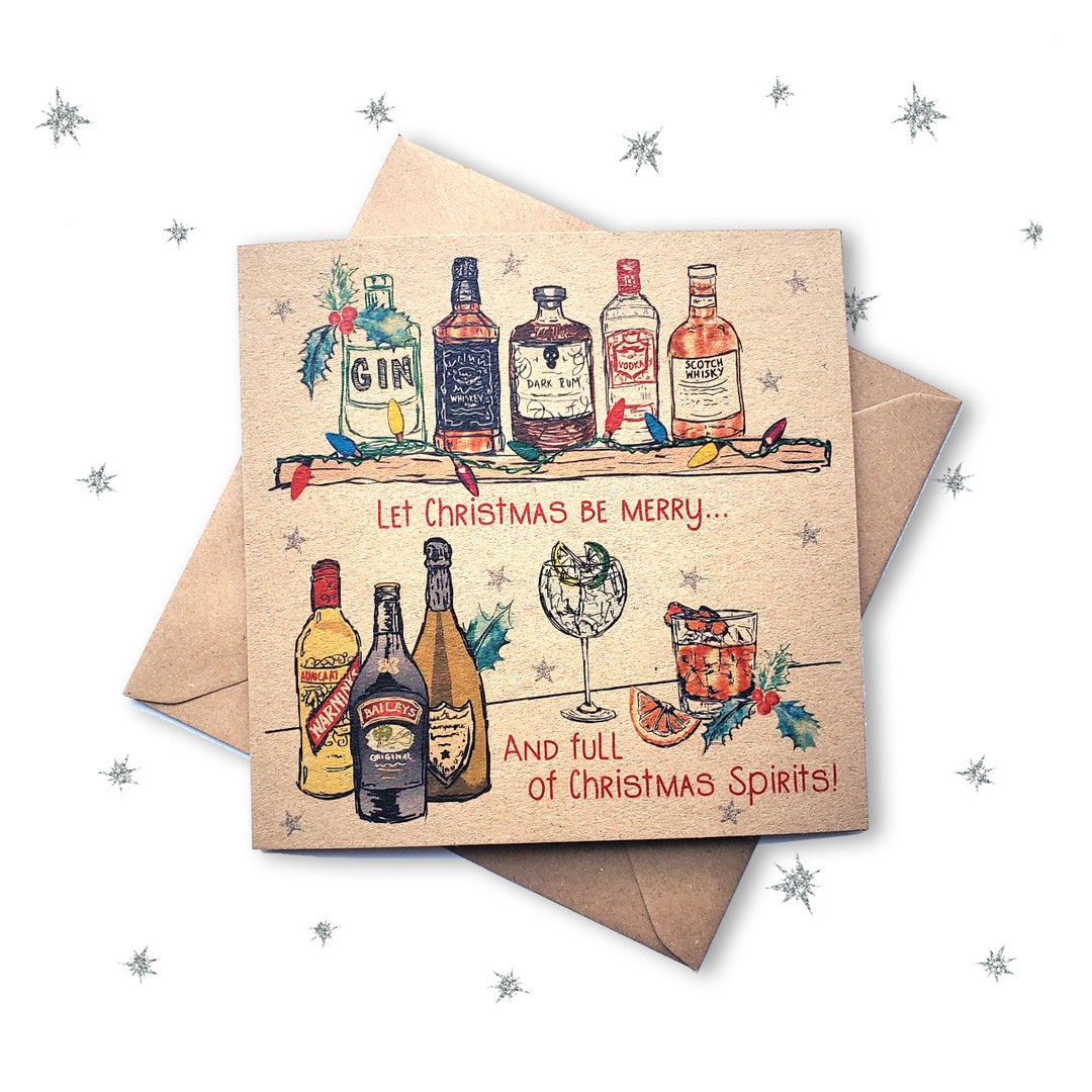 Funny Alcohol Christmas Card Lined Individual Christmas Etsy UK