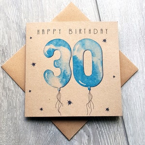30. Geburtstagskarte mit Luftballons, einfache einzigartige 30 Jahre Geburtstagskarte. Ideal für männliche Freund, Nachbar, Sohn, Neffe, Kollegen