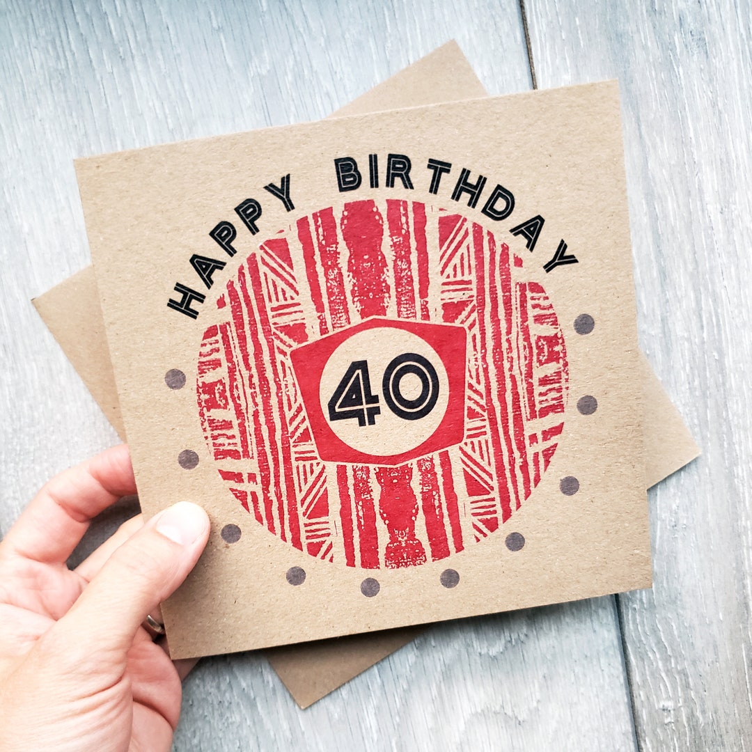 40th Birthday Card With Pink Pattern, Modern Patterned Cards From ...
