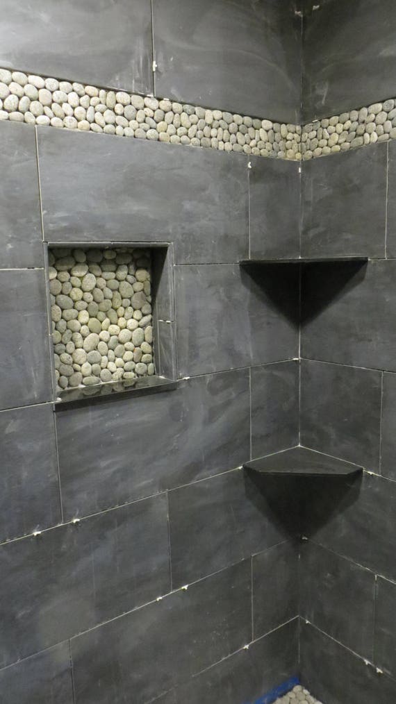 Absolute Black Granite Shower Corner Shelf 3/8 Diamond Shape 