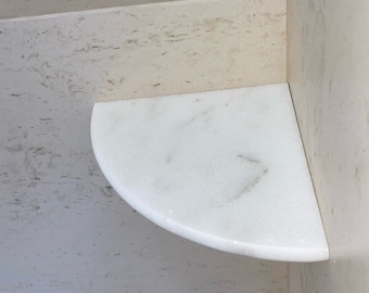 Premium 2CM X 9&quot; White Marble Shower Corner Shelf Caddy