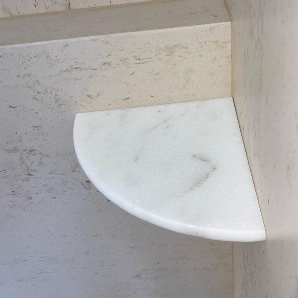 Premium 2CM X 9" White Marble Shower Corner Shelf Caddy