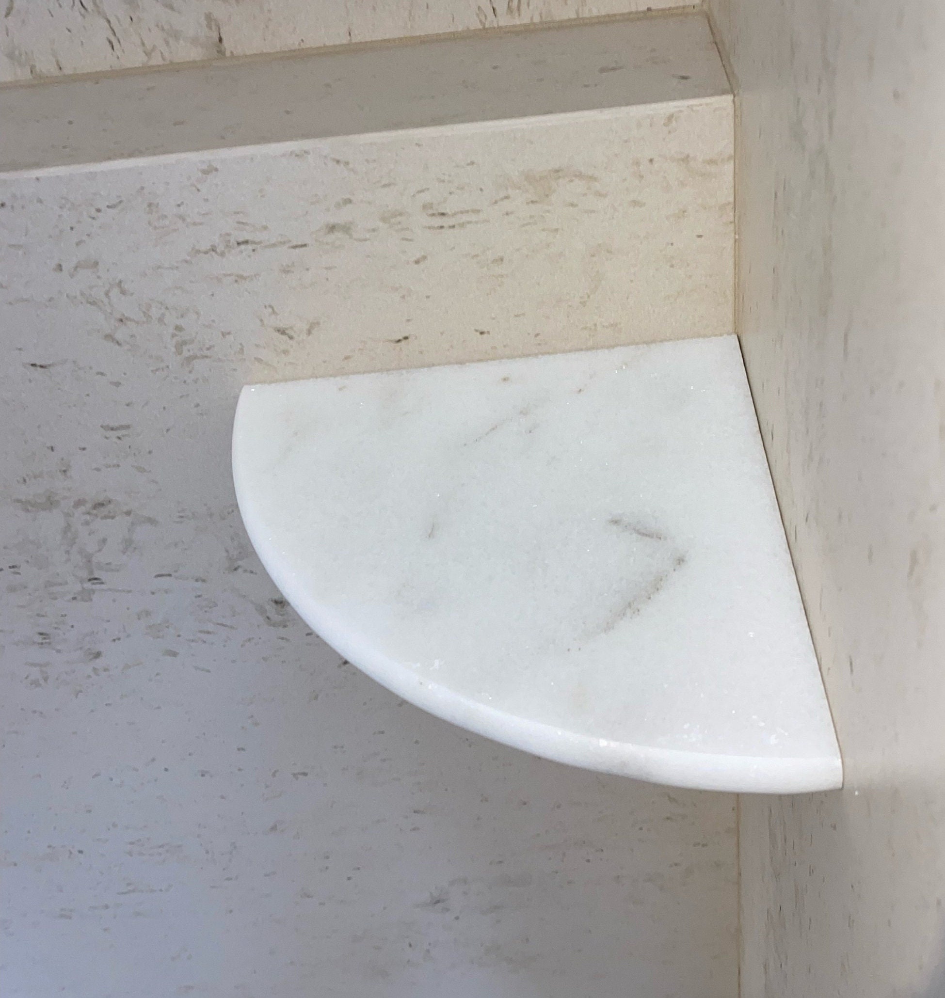 Premium 2CM X 9 White Marble Shower Corner Shelf Caddy 