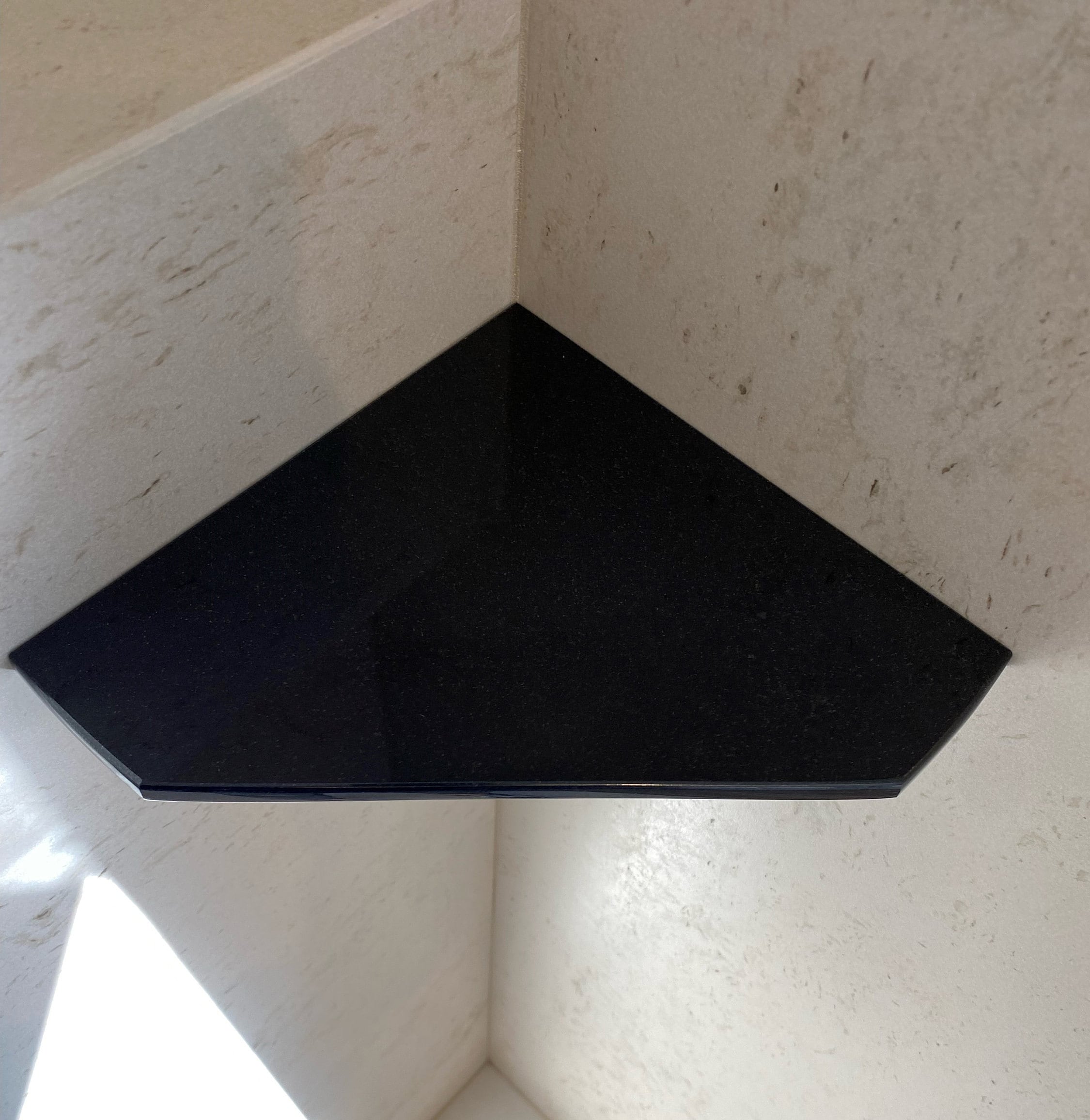 Absolute Black Granite Shower Corner Shelf 3/8 Diamond Shape 