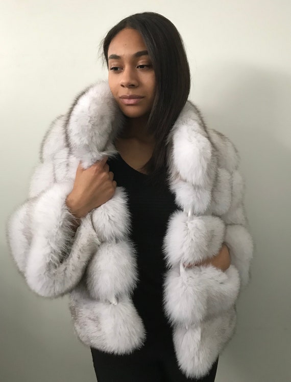 Bolero jacket coat fur arctic fox Voile | Etsy