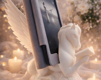 Pegasus Book Display Holder | 3D Printed Fantasy Bookshelf Decor | Phone & Tablet Holder