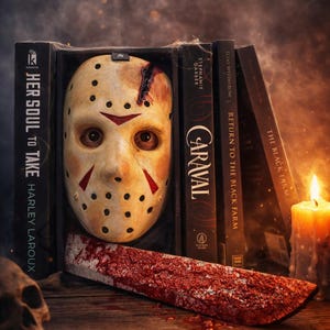 Jason Voorhees Inspired Horror Decor | 3D Printed & Hand Painted Bookshelf Insert