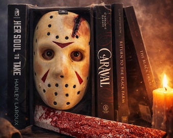 Jason Voorhees Inspired Horror Decor | 3D Printed & Hand Painted Bookshelf Insert