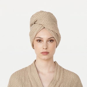 Linen hair towel turban. Hair Towel Wrap. Head towel. Bathroom accessories. image 2