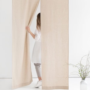Linen Noren Curtain – Japanese Style Room Divider Panel – Rustic Closet or Door Curtain – Soft Midweight Drapes – Custom Handmade Decor