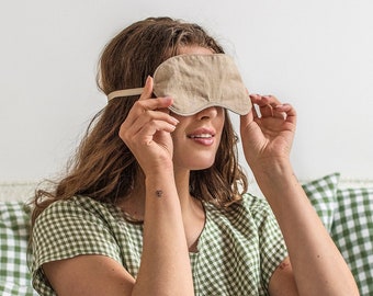 Linen sleep mask. 100% linen sleeping mask, eye mask sleep. Night cover eye. Sleep blindfold. Eye mask for flying, traveling. Gift ideas