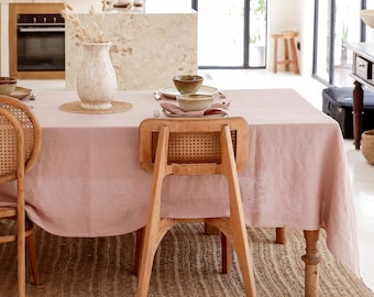 Woodrose Linen Tablecloth. Round, square, rectangular tablecloths. Handmade, stone washed tablecloth. Custom sizes.