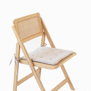 Linen Chair Cushion with Ties – Washable Chair Pad for Kitchen, Dining, or Office – Soft Linen Seat Topper – Stone Washed Chair Cover