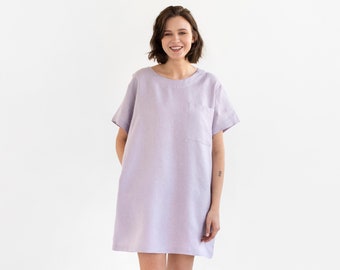 Linen tunic dress MIJAS in Lilac | Loose linen dress | Summer top
