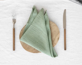 Linen napkins in matcha green | Green napkins | Linen napkins set | Linen napkins bulk | Table napkins | Set of table napkins