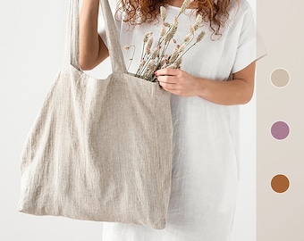 tote bag linen beach bag gift for her linen bag Linen tote bag reversible linen bag Linen shopping bag reusable grocery bag