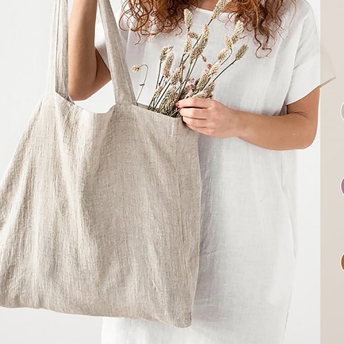 Large Linen Bag. Linen Tote Bag. Roomy Linen Shopping Bag in Etsy