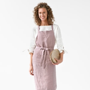 MagicLinen 100% Linen Apron - Cooking Apron for Women with Pockets - Stylish Kitchen Apron for Men and Women - Kitchen Apron