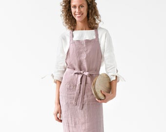 MagicLinen 100% Linen Apron - Cooking Apron for Women with Pockets - Stylish Kitchen Apron for Men and Women - Kitchen Apron