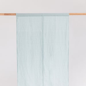 Dusty Blue Linen Noren Curtain – Japanese Style Soft Linen Door Panel – Rustic Closet Divider – Farmhouse Entry Curtain – Custom Size Drapes