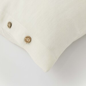 Ivory pillow cover. Handmade linen pillow case with coconut buttons. Stone washed. Limited edition image 2