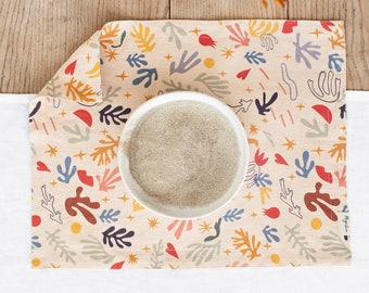 Abstract print linen placemats set. Table placemats. Set of 2 linen placemats.