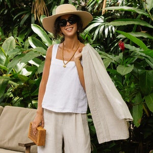 Retro round collar simple woven tank top J009-28 Retro round collar simple woven tank top J009-28