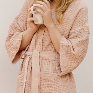 Etsy - Peach Short waffle linen robe by MagicLinen