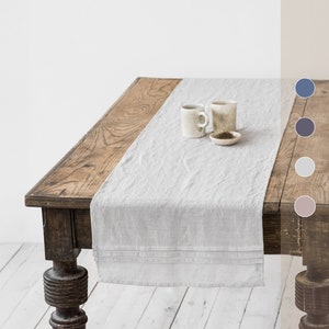 Linen pleated table runner, -50% off sale, handmade, stonewashed linen table runner, table linens, table decor