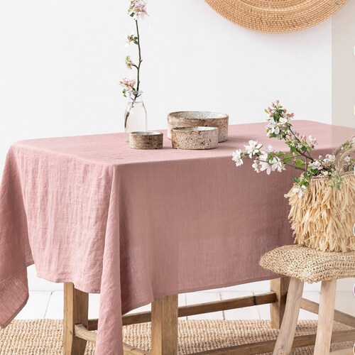 Round Linen Tablecloth in Various Colors. Washed Soft Linen Etsy
