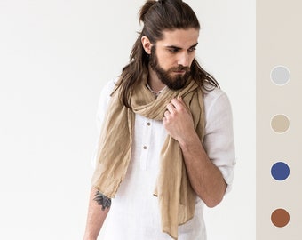 Men's linen scarf. Lightweight linen scarf for men. Stylish linen shawls. Linen clothing for men in various colors.