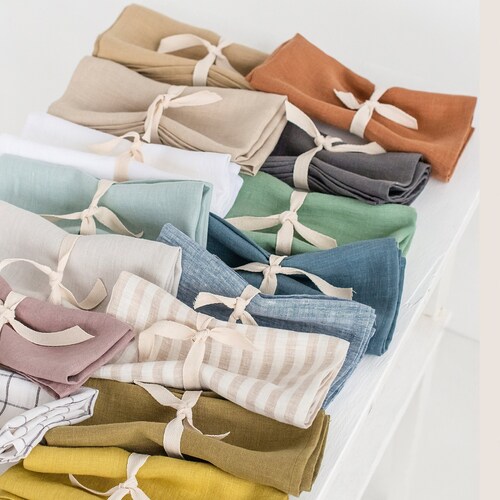 Linen Napkin Set of 2 in Tan Color. Handmade Stone Washed Etsy