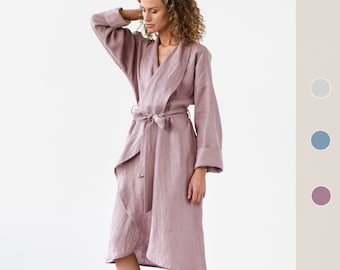 Robe en lin de différentes couleurs / Robe de chambre / Peignoir en lin / Cadeau parfait pour femme