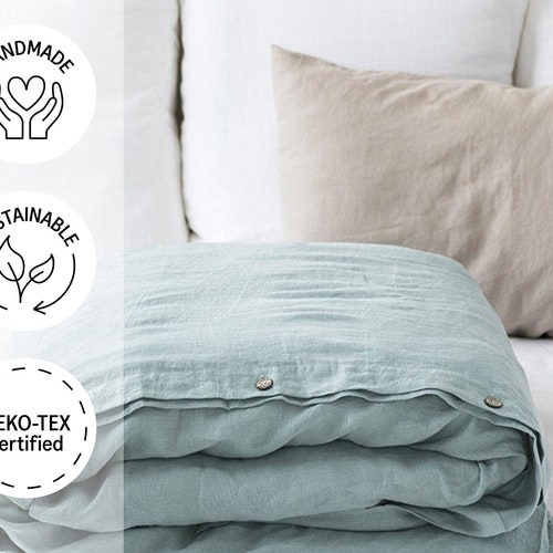 Natural Striped Linen Duvet Cover. King Queen Custom Sizes. Etsy